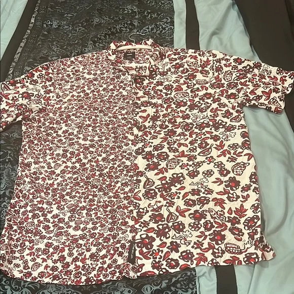 Vans Men's Red and White Split Floral Shirt, stylish, size XL - Picture 1 of 9